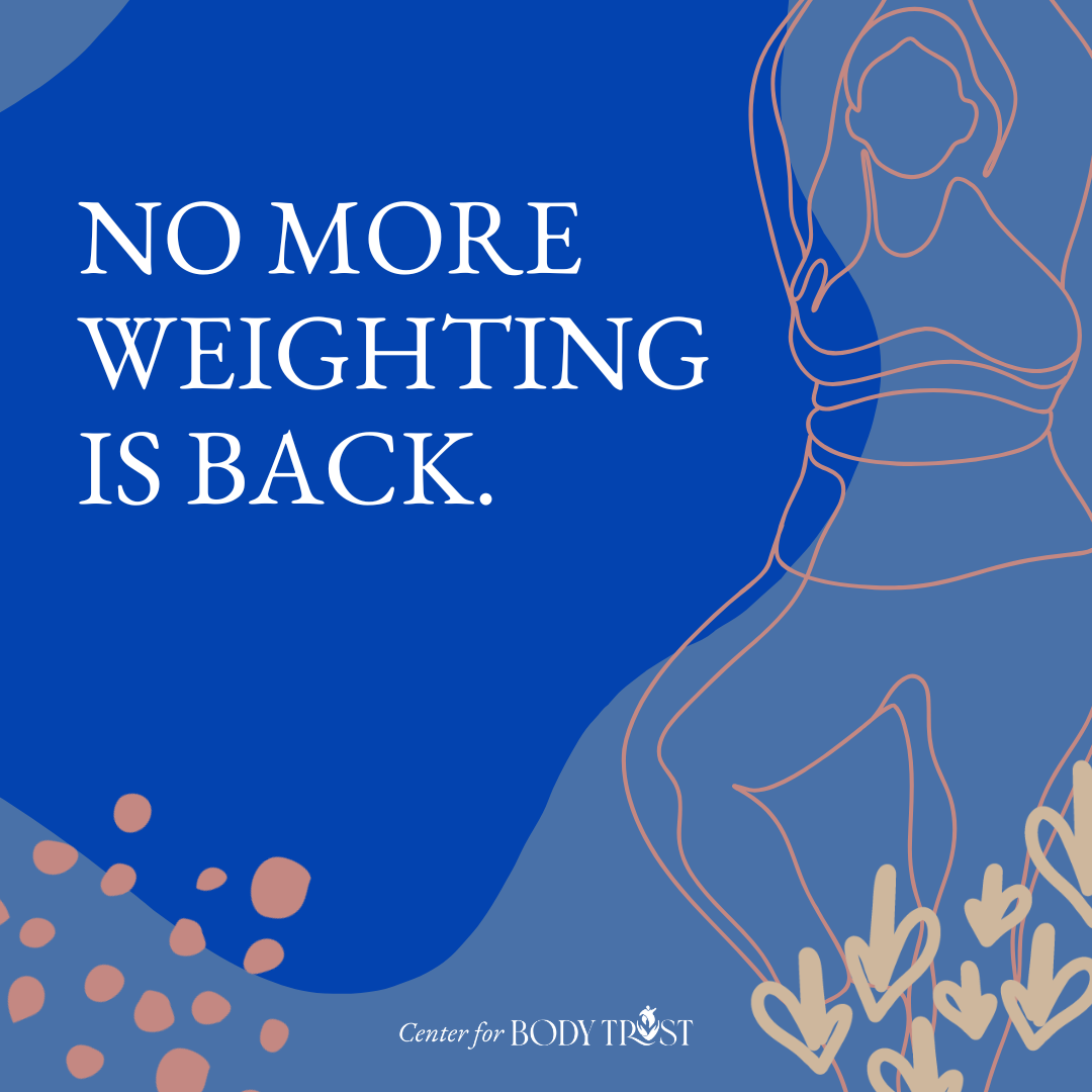 Blue meme with text that reads No More Weighting is back.